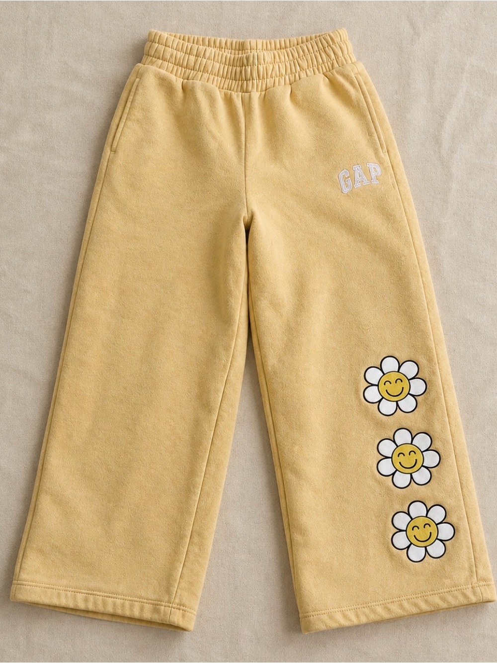 GAP Kids Pale Yellow Daisy Fleece Joggers